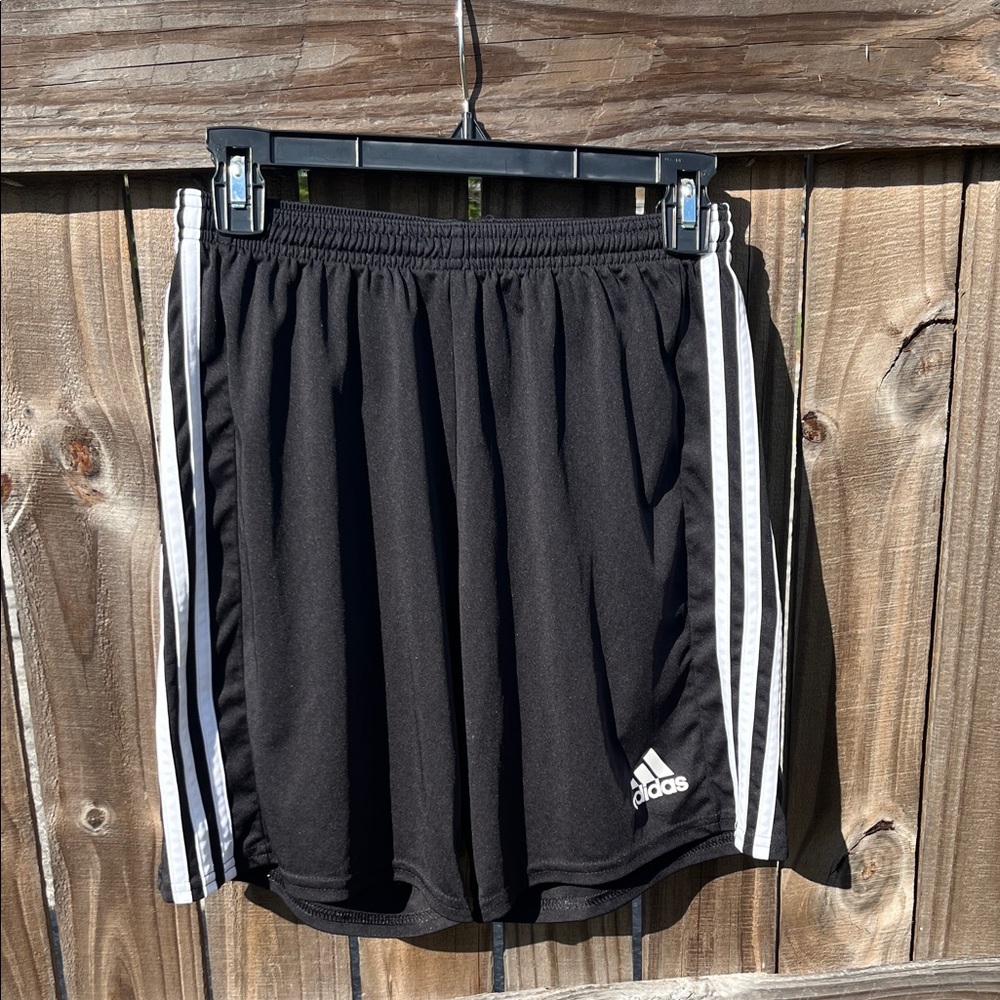Adidas Black Shorts with White Stripes
